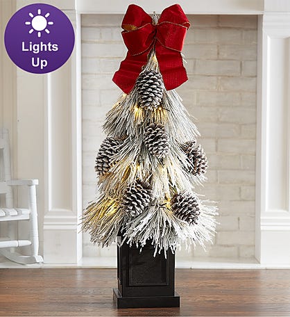 Snowy White Pine Tree with Lights – 36”